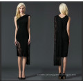 Mulheres mais recente de um ombro Black Ladies Chiffon Dress